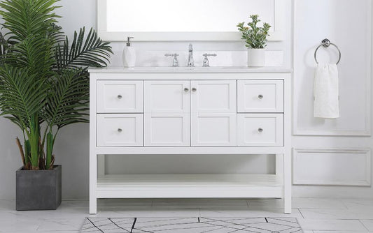 Elegant Furniture & Lighting - Theo 48 inch Single Bathroom Vanity in White with Backsplash - VF16448WH-BS veiw 2