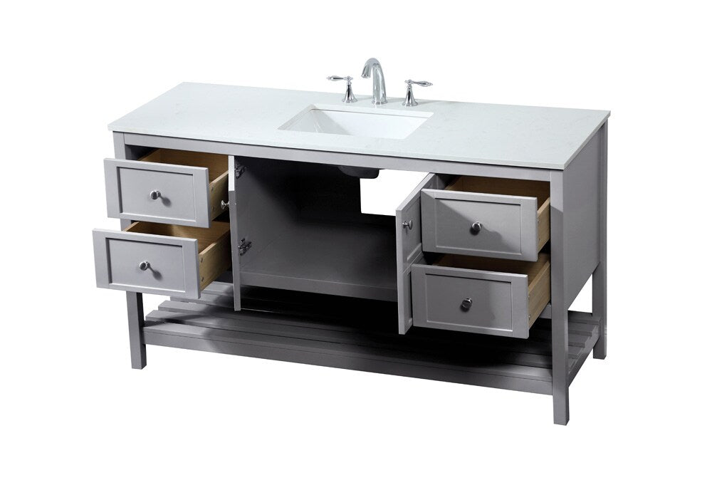 Elegant Furniture & Lighting - Theo 60 inch Single bathroom vanity in grey - VF16460GR veiw 16
