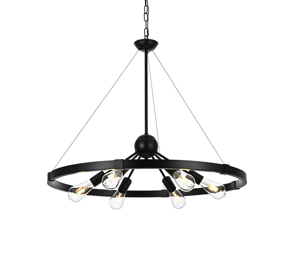Elegant Furniture & Lighting - Thora 32 inch Pendant Light in Black - LD746D32BK veiw 1