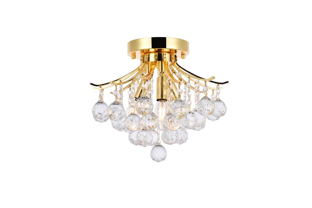 Elegant Furniture & Lighting - Toureg 3 light Gold Flush Mount Clear Royal Cut Crystal - V8000F12G/RC veiw 1