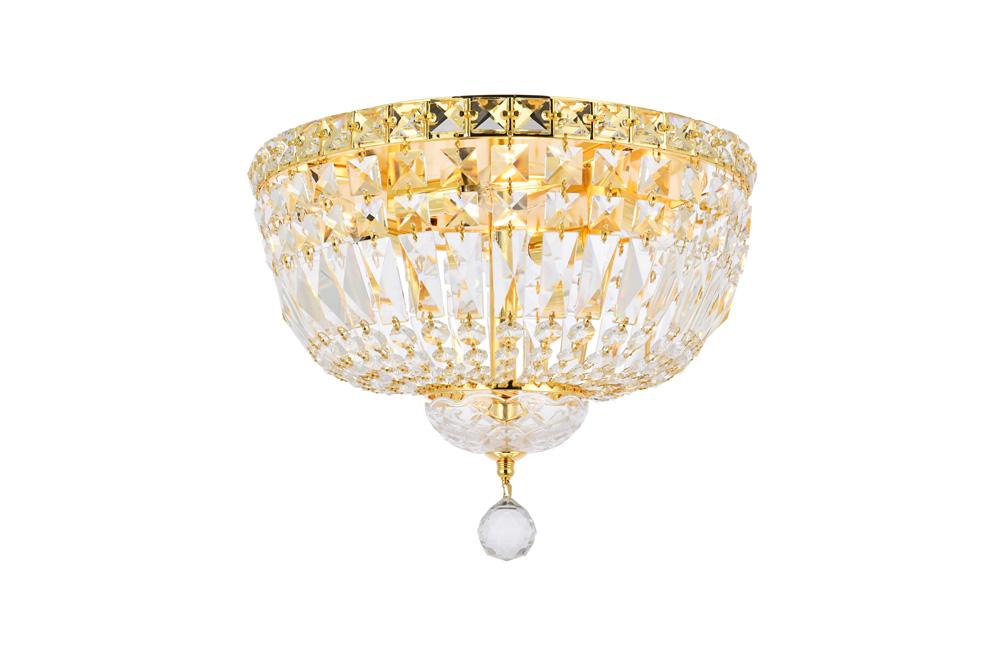 Elegant Furniture & Lighting - Tranquil 4 light Gold Flush Mount Clear Royal Cut Crystal - V2528F14G/RC veiw 1