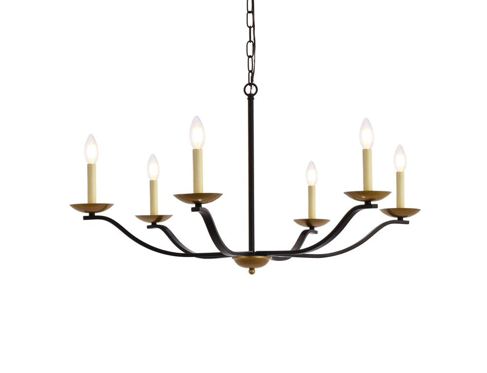 Elegant Furniture & Lighting - Trey 36 inch pendant in black and brass - LD641D36BRK veiw 1