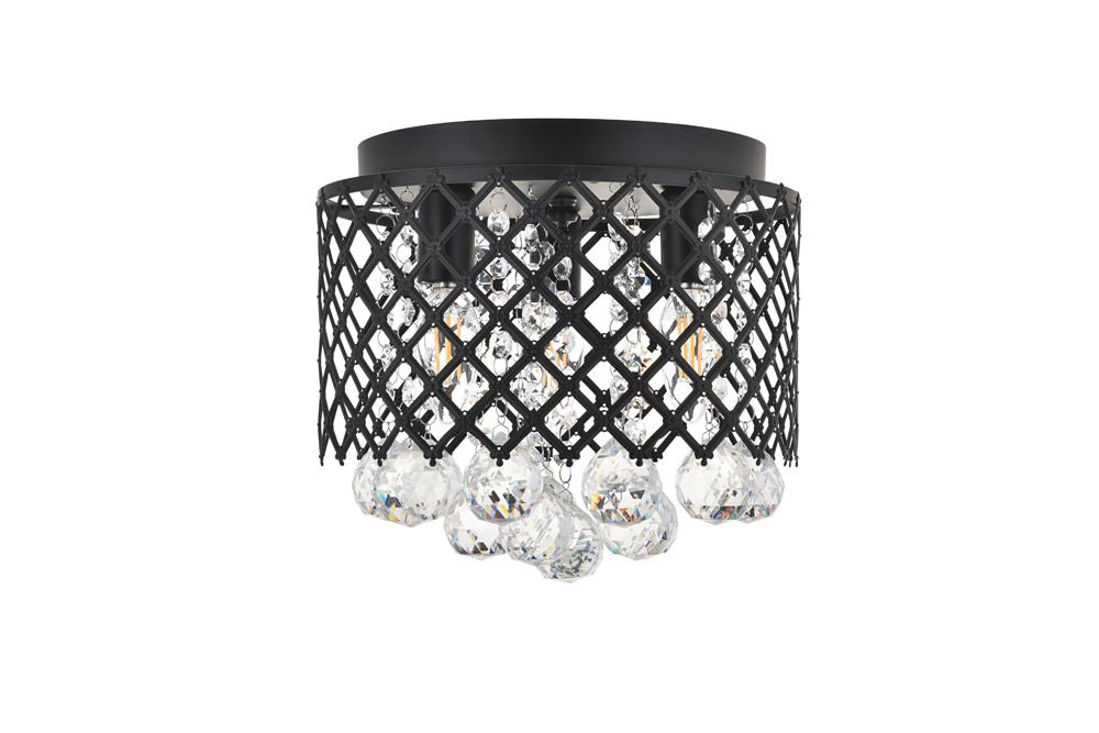 Elegant Furniture & Lighting - Tully 3 light Matte Black Flush Mount - LD5010F10MB veiw 1
