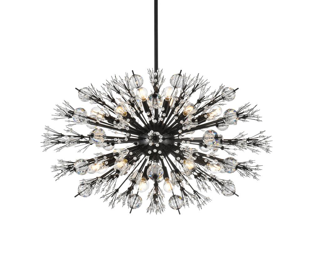 Elegant Furniture & Lighting - Vera 36 inch crystal starburst oval pendant in black - 2500D36BK veiw 1