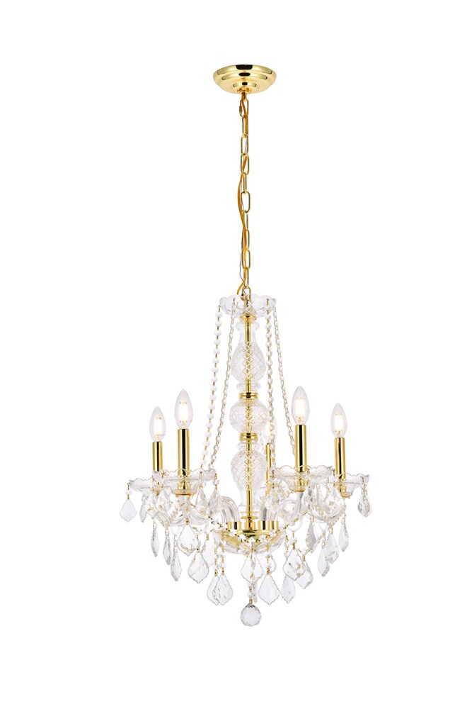 Elegant Furniture & Lighting - Verona 5 light Gold Chandelier Clear Royal Cut Crystal - V7855D21G/RC veiw 1