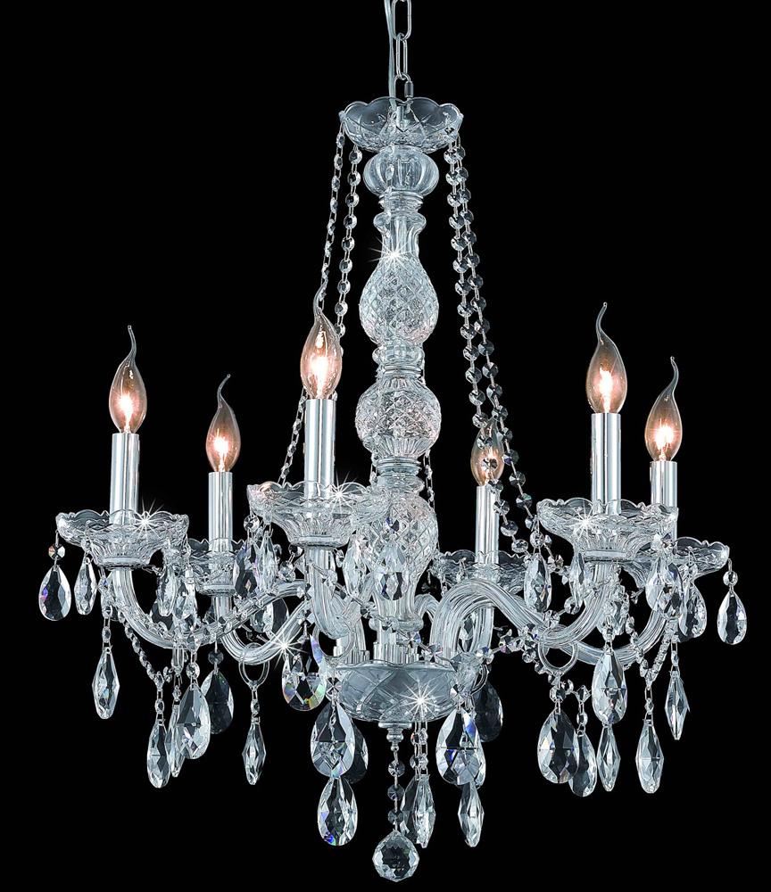 Elegant Furniture & Lighting - Verona 6 light Chrome Chandelier Clear Royal Cut Crystal - 7956D24C/RC veiw 1