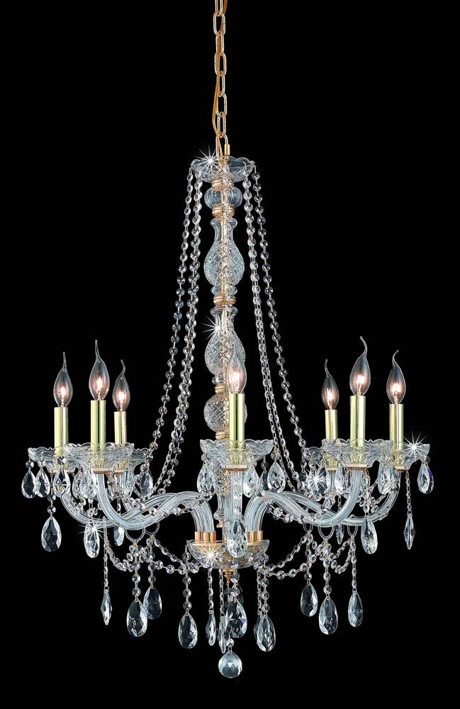 Elegant Furniture & Lighting - Verona 8 light Gold Chandelier Clear Royal Cut Crystal - 7958D28G/RC veiw 1