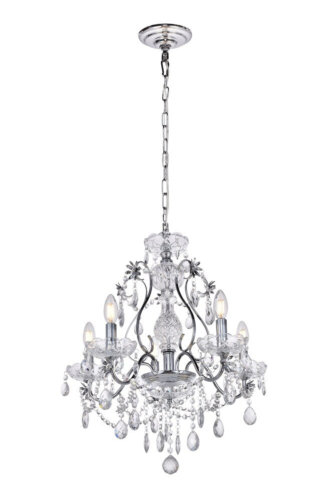 Elegant Furniture & Lighting - Voltaire Chandelier D22 H22 Lt:5 Chrome Finish - LD4005D22C veiw 1
