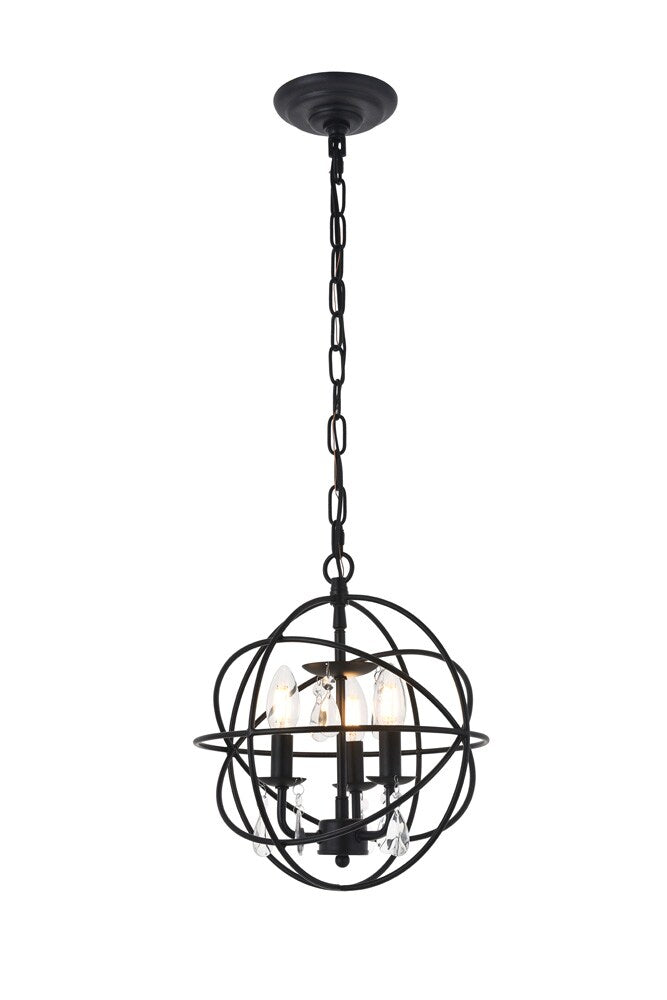 Elegant Furniture & Lighting - Wallace 3 light Matte Black Pendant - LD5055D12MB veiw 1
