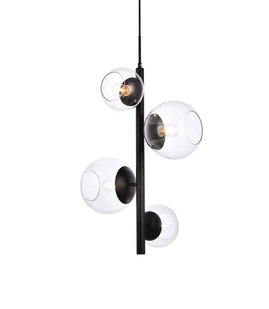 Elegant Furniture & Lighting - Wells 18 inch pendant in black with clear shade - LD654D18BK veiw 1