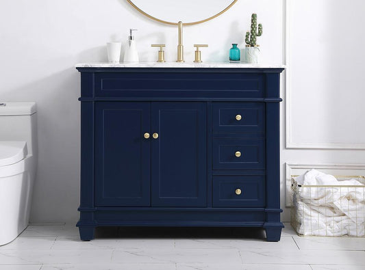 Elegant Furniture & Lighting - Wesley 42 inch Single Bathroom Vanity set in Blue - VF50042BL veiw 2