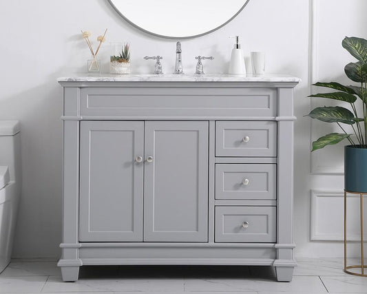 Elegant Furniture & Lighting - Wesley 42 inch Single Bathroom Vanity set in Grey - VF50042GR veiw 2