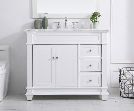 Elegant Furniture & Lighting - Wesley 42 inch Single Bathroom Vanity set in White - VF50042WH veiw 2