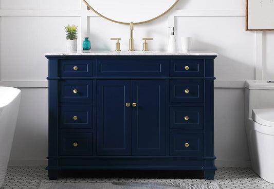 Elegant Furniture & Lighting - Wesley 48 inch Single Bathroom Vanity set in Blue - VF50048BL veiw 2