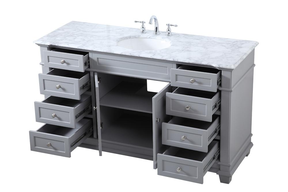 Elegant Furniture & Lighting - Wesley 60 inch Single Bathroom Vanity set in Grey - VF50060GR veiw 16