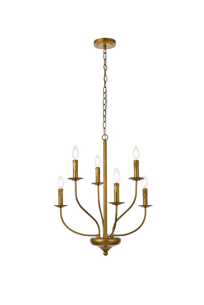 Elegant Furniture & Lighting - Westley 6 lights pendant in brass - LD7046D24BR veiw 1