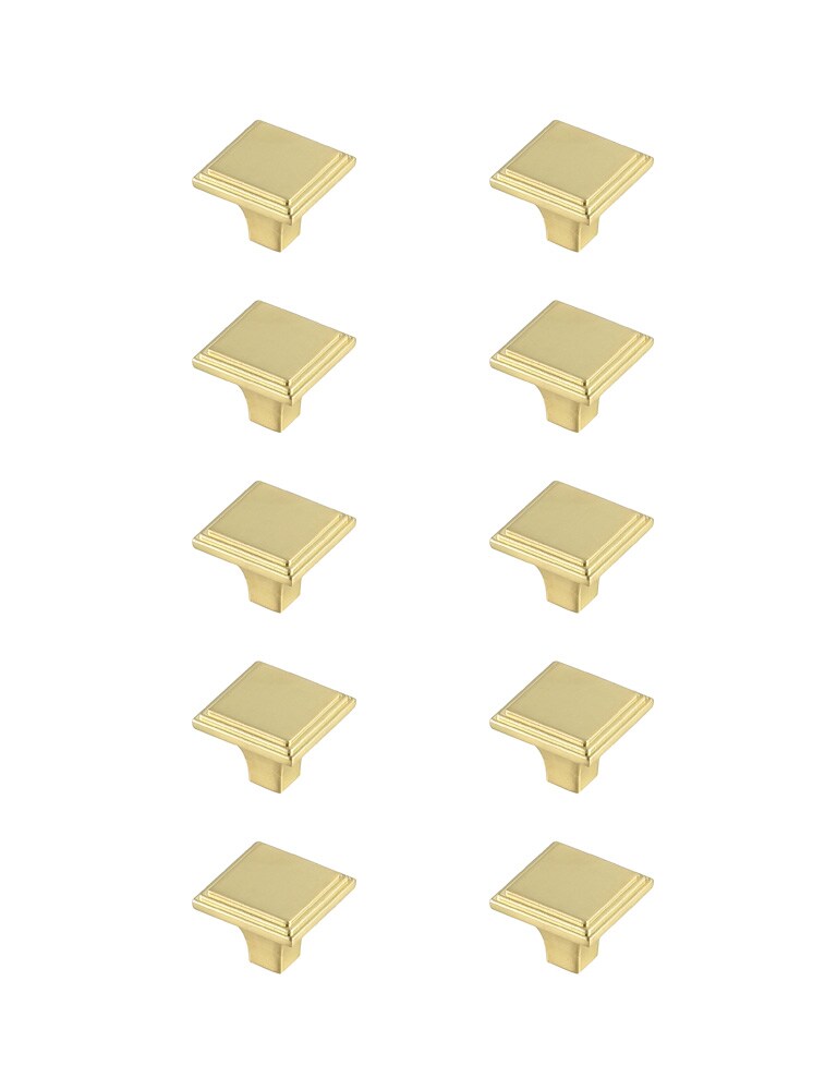 Elegant Furniture & Lighting - Wilow 1in Brushed Gold Square Knob Multipack (Set of 10) - KB2012-GD-10PK veiw 1