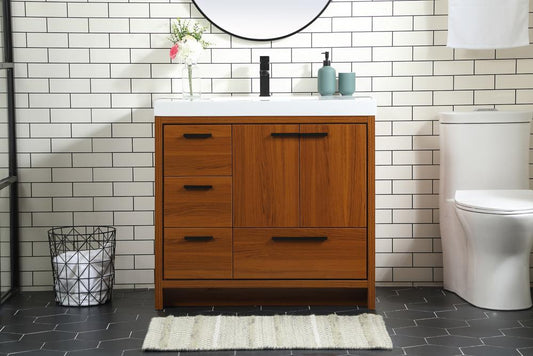 Elegant Furniture & Lighting - Wyatt 36 inch Single bathroom vanity in Teak - VF46036MTK veiw 2