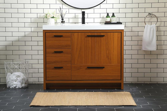 Elegant Furniture & Lighting - Wyatt 42 inch Single bathroom vanity in Teak - VF46042MTK veiw 2