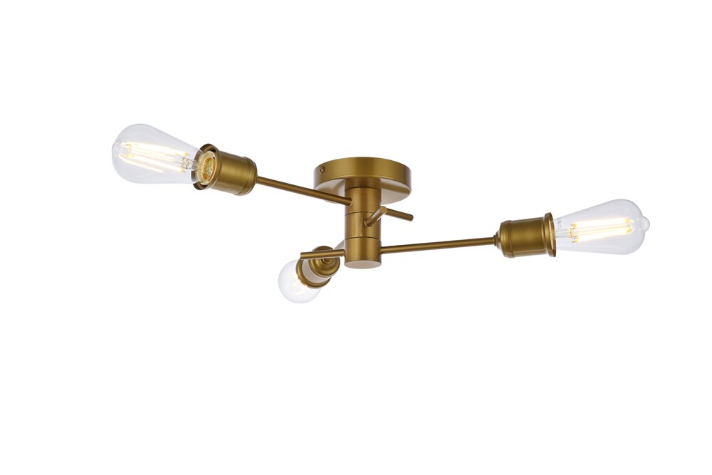 Elegant Furniture & Lighting - Xavier 3 lights flush mount in brass - LD7049F18BR veiw 1