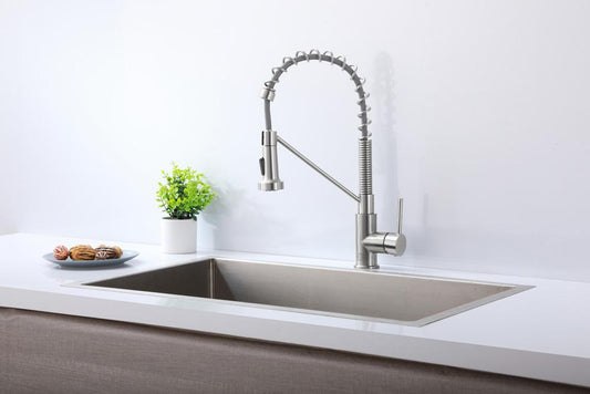 Elegant Furniture & Lighting - Yara Single Handle Pull Down Sprayer Kitchen Faucet in Brushed Nickel - FAK-310BNK veiw 2