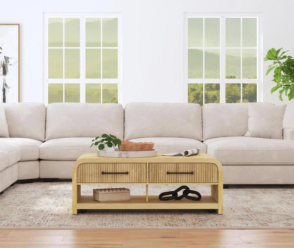 Picket House Furnishings - Woodridge Coffee Table with Casters/Push Through Drawer in Natural - T-14440-6-CT veiw 4