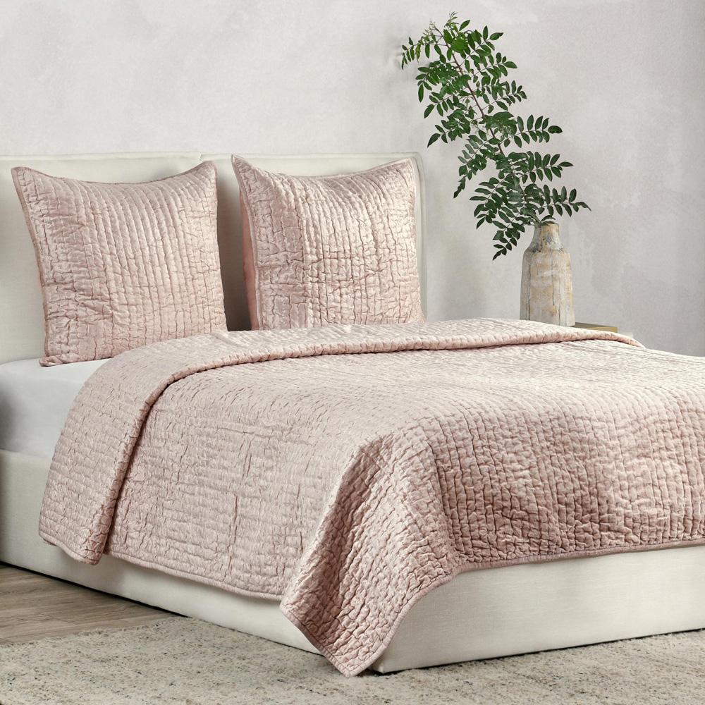 Villa by Classic Home - Dimitry 100% Rayon Velvet Bliss Pink Euro Sham - 26W - Bliss Pink - V240110 veiw 4