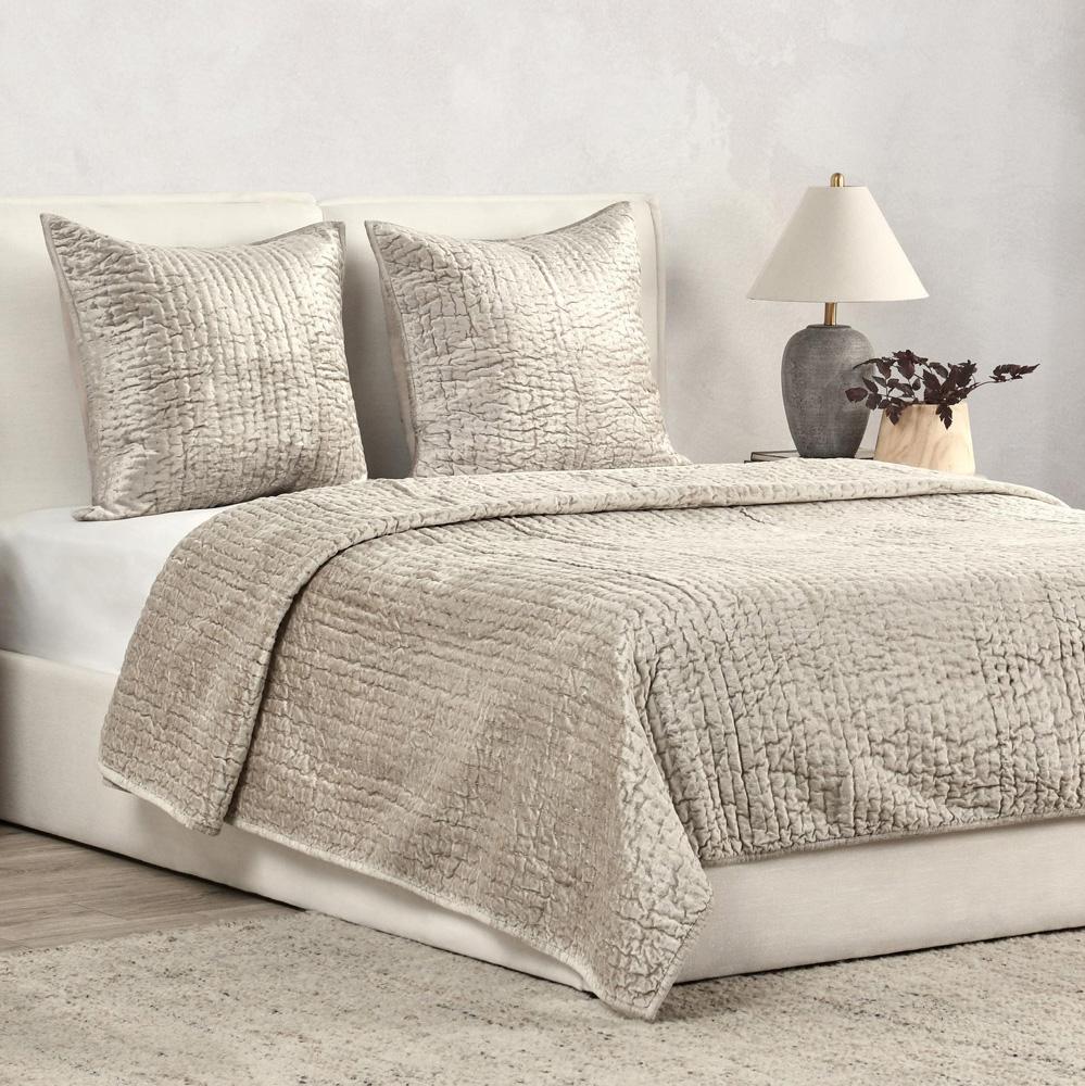 Villa by Classic Home - Dimitry 100% Rayon Velvet Pebble Beige Euro Sham - 26W - Pebble Beige - V160022 veiw 4