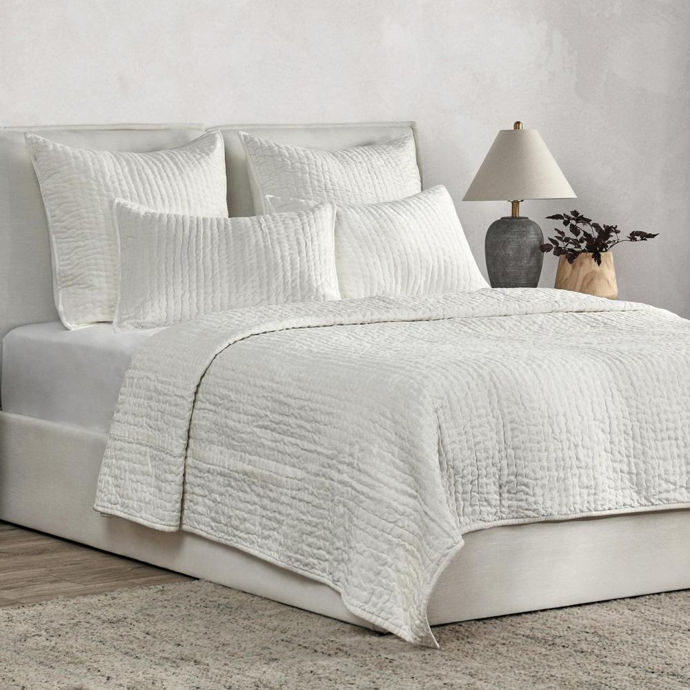 Villa by Classic Home - Dimitry 100% Rayon Velvet Ivory Standard Sham - 26W - Ivory - V160014 veiw 4