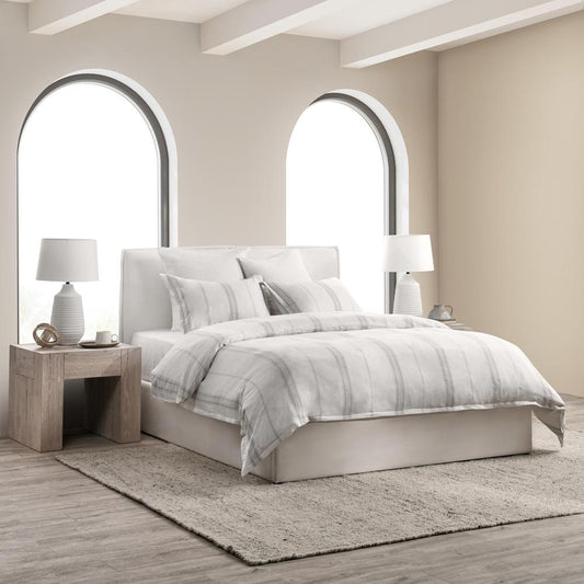 Villa by Classic Home - Jayson Linen Cashmere Queen Gray Stripe Duvet - 90W - Gray Stripe - V270013 veiw 2