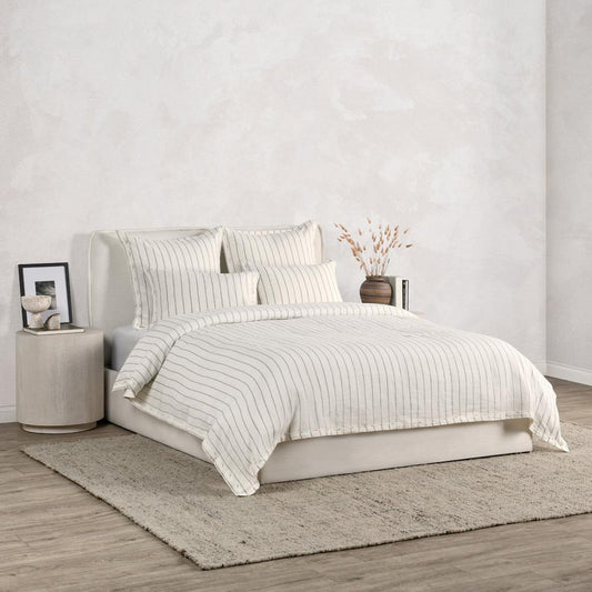 Villa by Classic Home - Kingston 100% Linen Queen Duvet , Ivory - 92W - Ivory - V011784 veiw 2