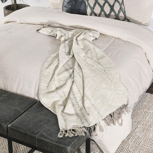Villa by Classic Home - Lea 50inX 70in Throw Blanket Blanket In Ivory - 50W - Ivory, Black - V230064 veiw 2