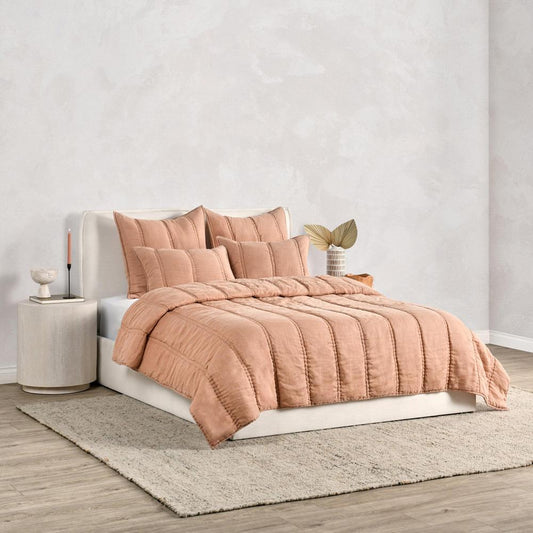 Villa by Classic Home - Rowen Sustainable Fabric Clay Queen Quilt Set - 92W - Clay - V290192 veiw 2