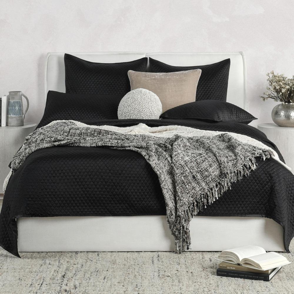 Villa by Classic Home - Winthrop 100% Sateen Black Queen Quilt - 94W - Black - V011883 veiw 6