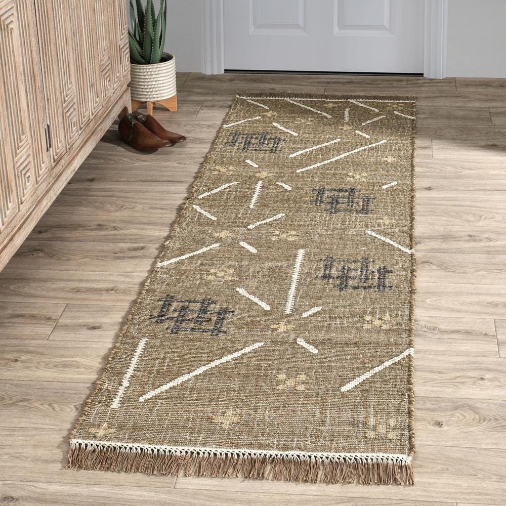 Villa by Classic Home - Belfast 2.6X8 Wool Blend Handwoven Khaki Area Rug Runner - 2.6W - Khaki, Multi - 30091483 veiw 4
