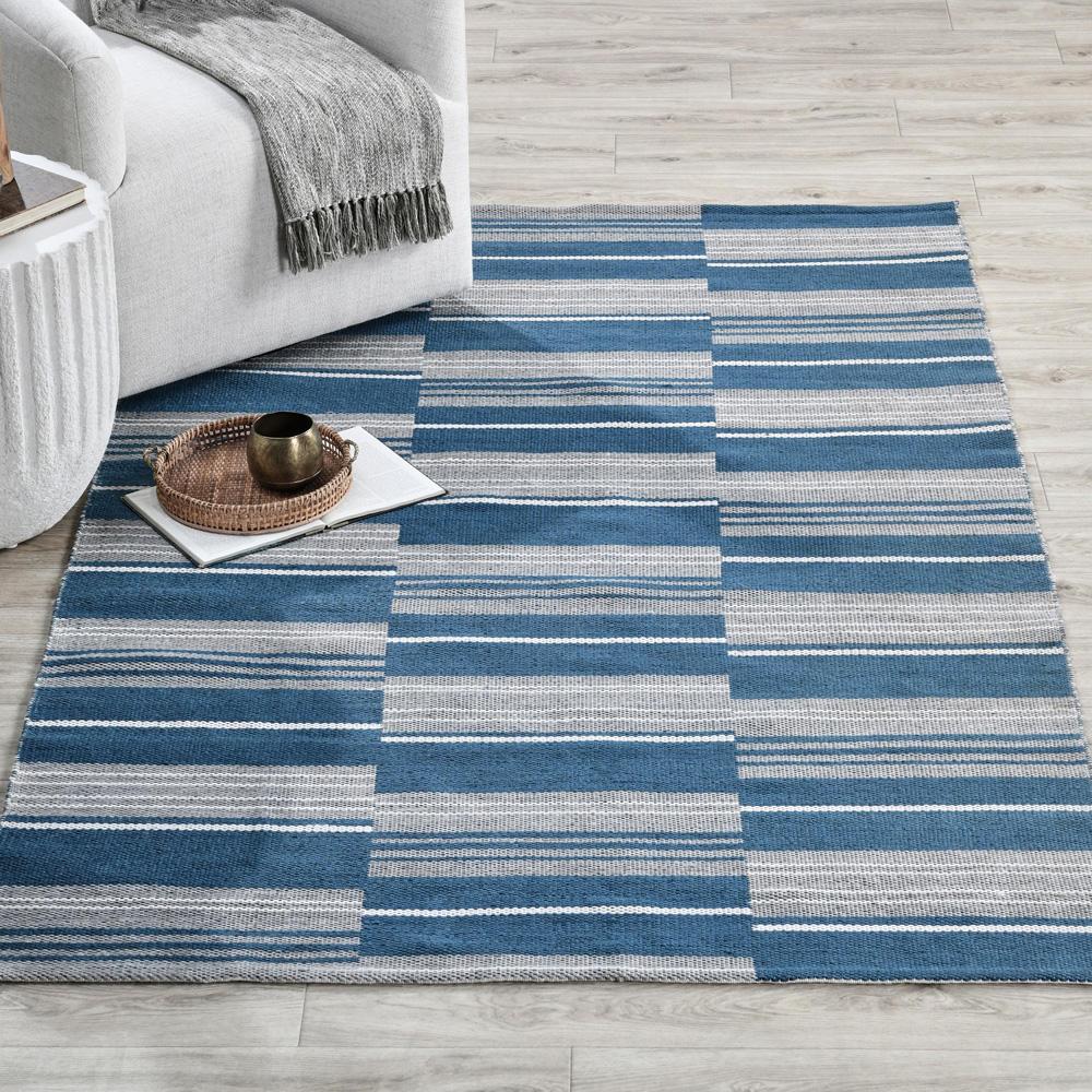 Villa by Classic Home - Boulder 8X10 Indoor Outdoor Handwoven Stripe Blue Area Rug - 8W - Blue - 30132275 veiw 5