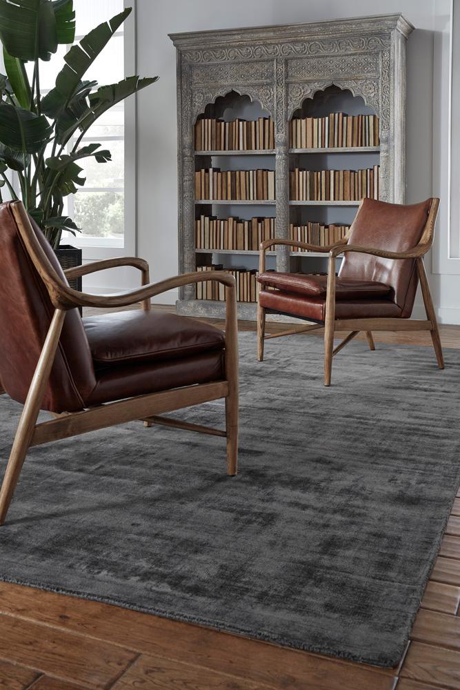 Villa by Classic Home - Cameron Hand-Woven Distressed Viscose Area Rug - 9W - Charcoal - 30026226 veiw 5