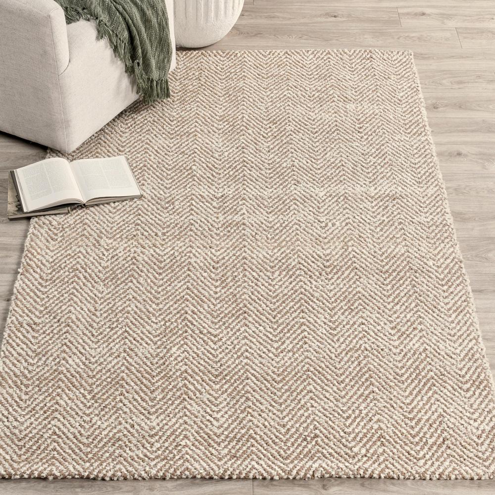 Villa by Classic Home - Herringbone 10X14 Hand Spun Wool Blend Chenille Ivory Area Accent Rug - 6W - Ivory - 30090937 veiw 5