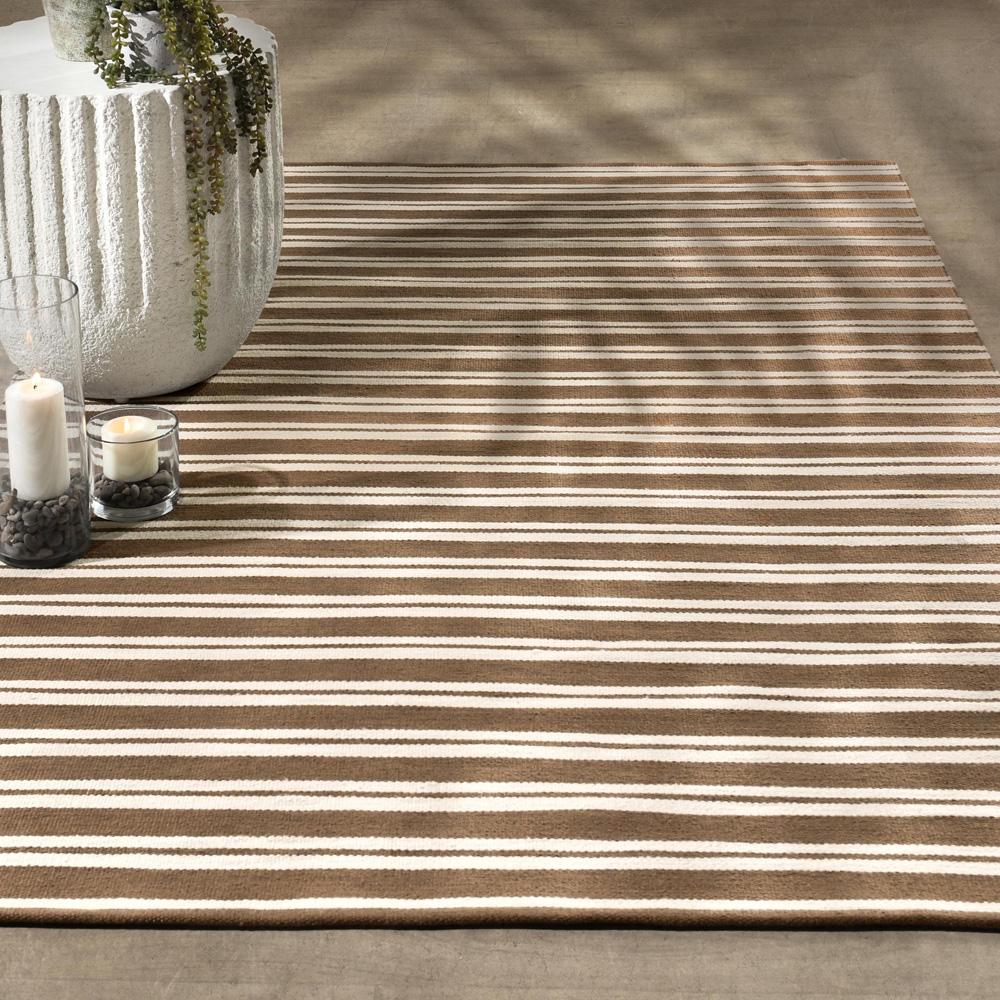 Villa by Classic Home - Palma 5X8 Hand Woven Performance Stripe Brown Fabric Area Rug - 5W - Brown - 30132534 veiw 5