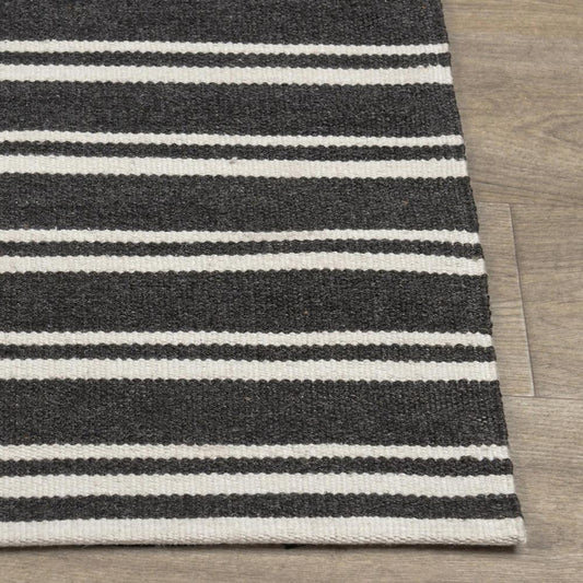 Villa by Classic Home - Palma 5X8 Hand Woven Performance Stripe Charcoal Fabric Area Rug - 5W - Charcoal - 30132524 veiw 2
