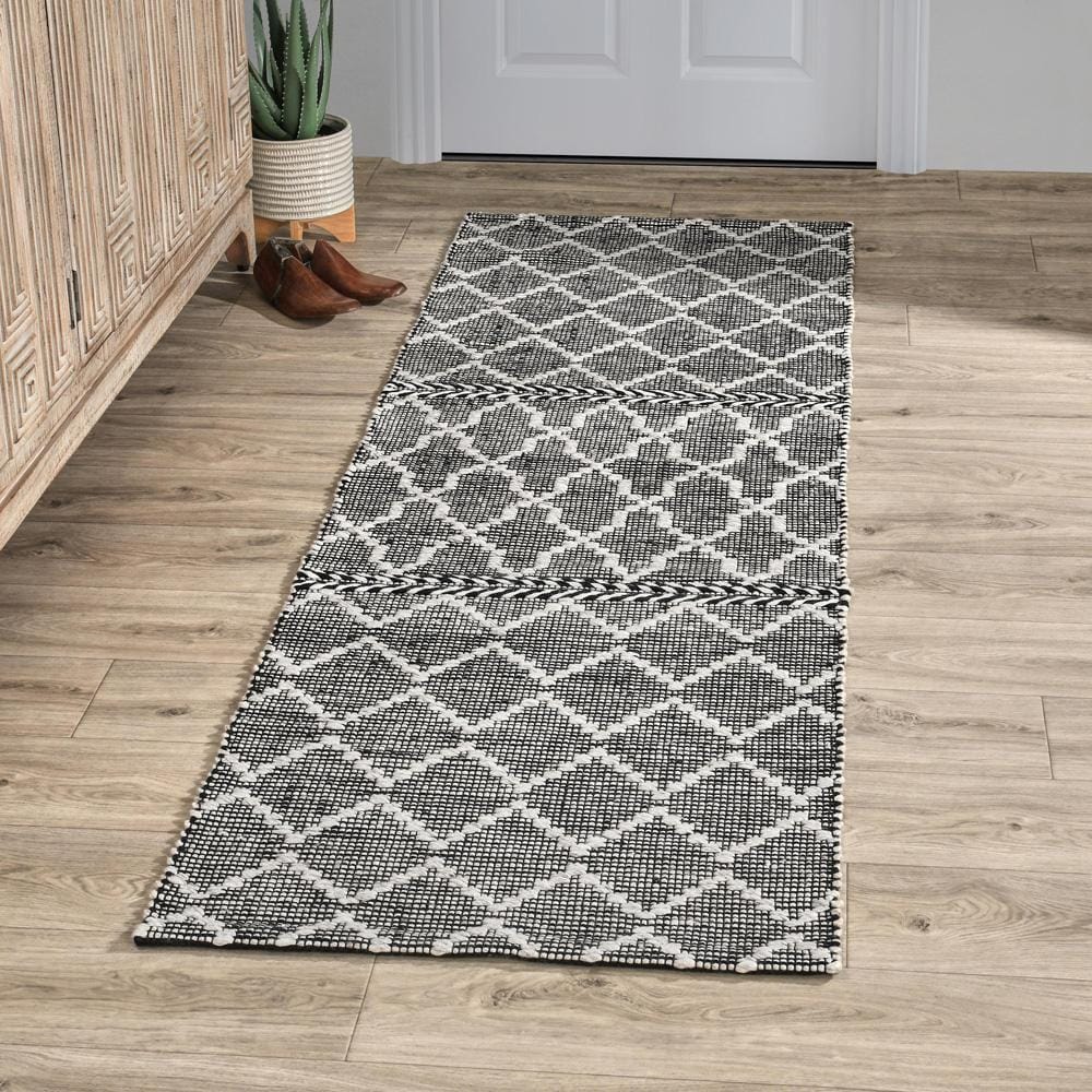 Villa by Classic Home - Sonora 2.6X8 Indoor Outdoor Sustainable Handwoven Black Accent Rug - 2.6W - Black, Ivory - 30132303 veiw 4