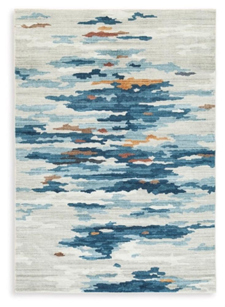 Signature Design by Ashley - Vinlett Washable Large Rug in Cream/Blue/Brown - R407041 veiw 1