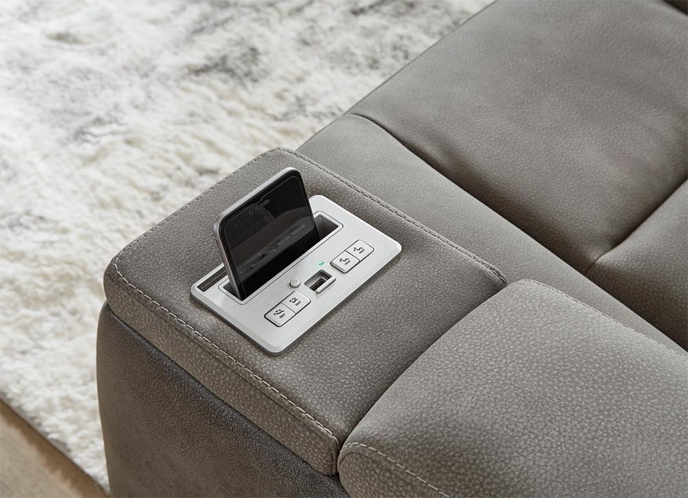 Signature Design by Ashley - Next-Gen DuraPella Pwr Rec Loveseat/Con/Adj Hdrst in Slate - 2200418 veiw 8