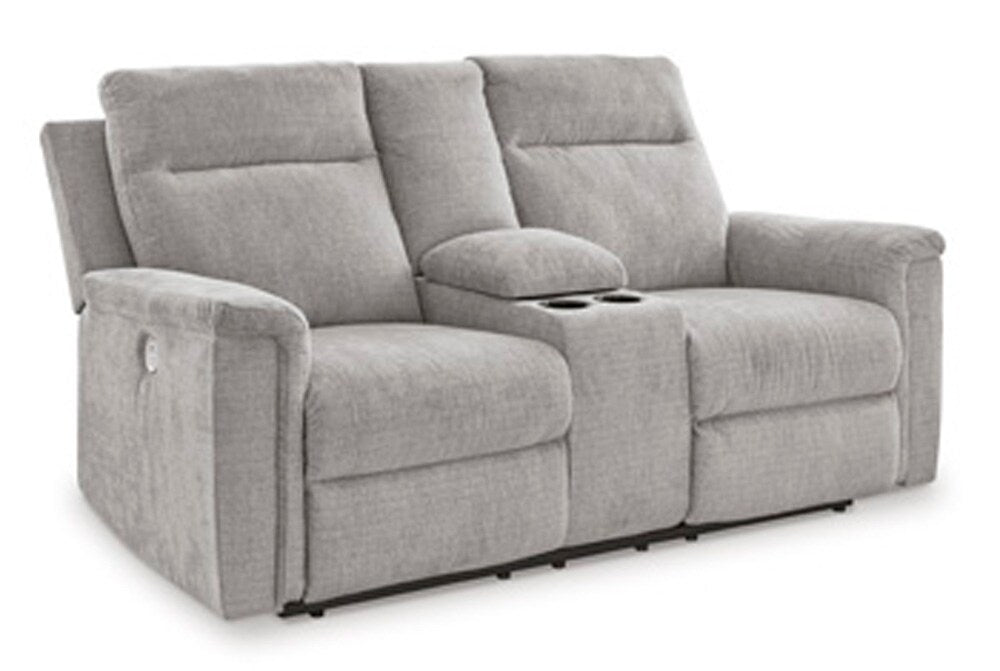 Signature Design by Ashley - Barnsana Dbl Rec Pwr Loveseat W/Console in Black/Gray - 3320196 veiw 1