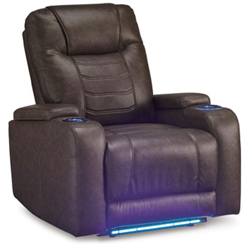 Signature Design by Ashley - Schooner Rocks Pwr Recliner/Adj Headrest in Umber - 1610413 veiw 1