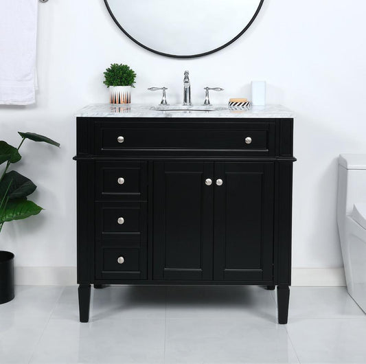 Elegant Furniture & Lighting - Park Avenue 36 inch Single bathroom vanity in Black - VF12536BK veiw 2