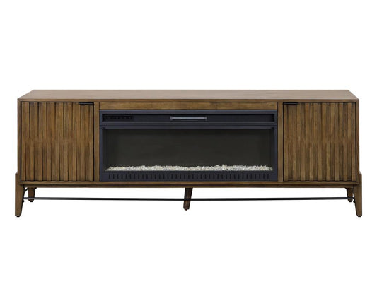 Martin Furniture - Delray 81 in Mid-century Modern Fireplace Console In Brown - IMDY380FP veiw 2