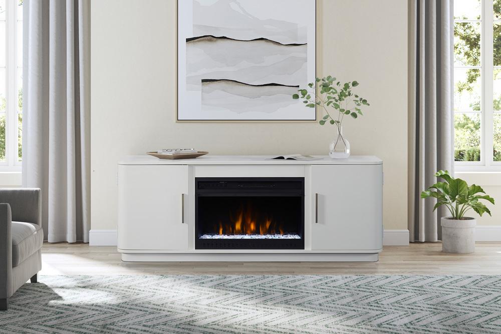 Martin Furniture - Uptown Modern 60in Fireplace Console In White - IMUP360FPW veiw 9