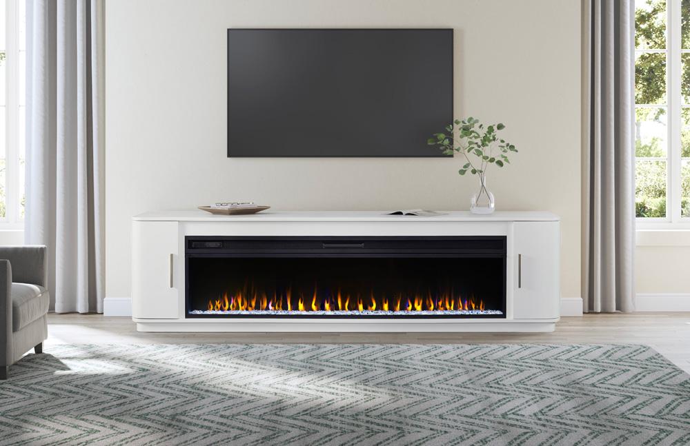 Martin Furniture - Uptown Modern 84in Fireplace Console In White - IMUP380FPW veiw 10