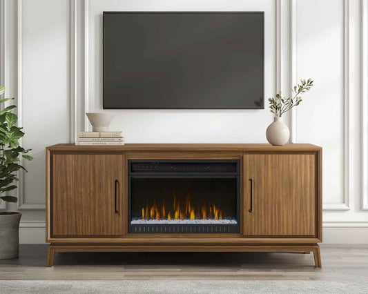 Martin Furniture - Williamsburg Mid-Century Modern 64in Fireplace Console In Brown - IMWB360FP veiw 2